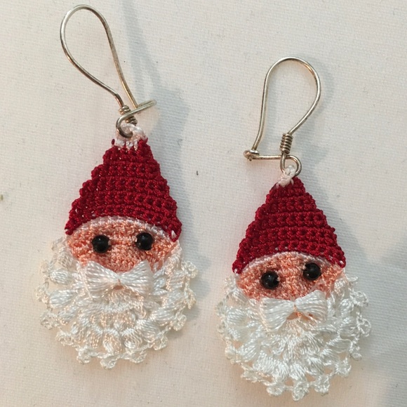Embroidery Santa Christmas Earrings - Picture 2 of 3